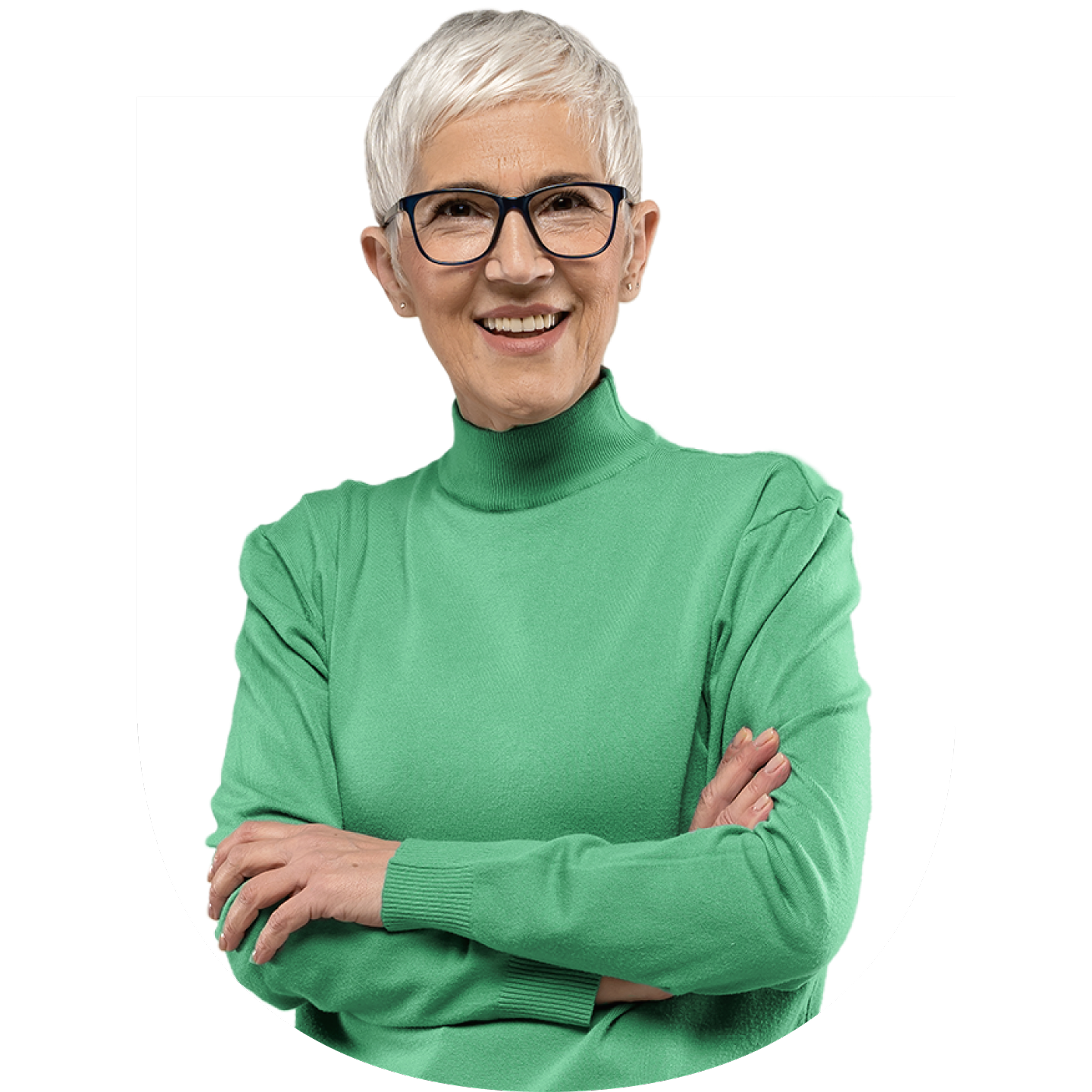 Happy lady in green
